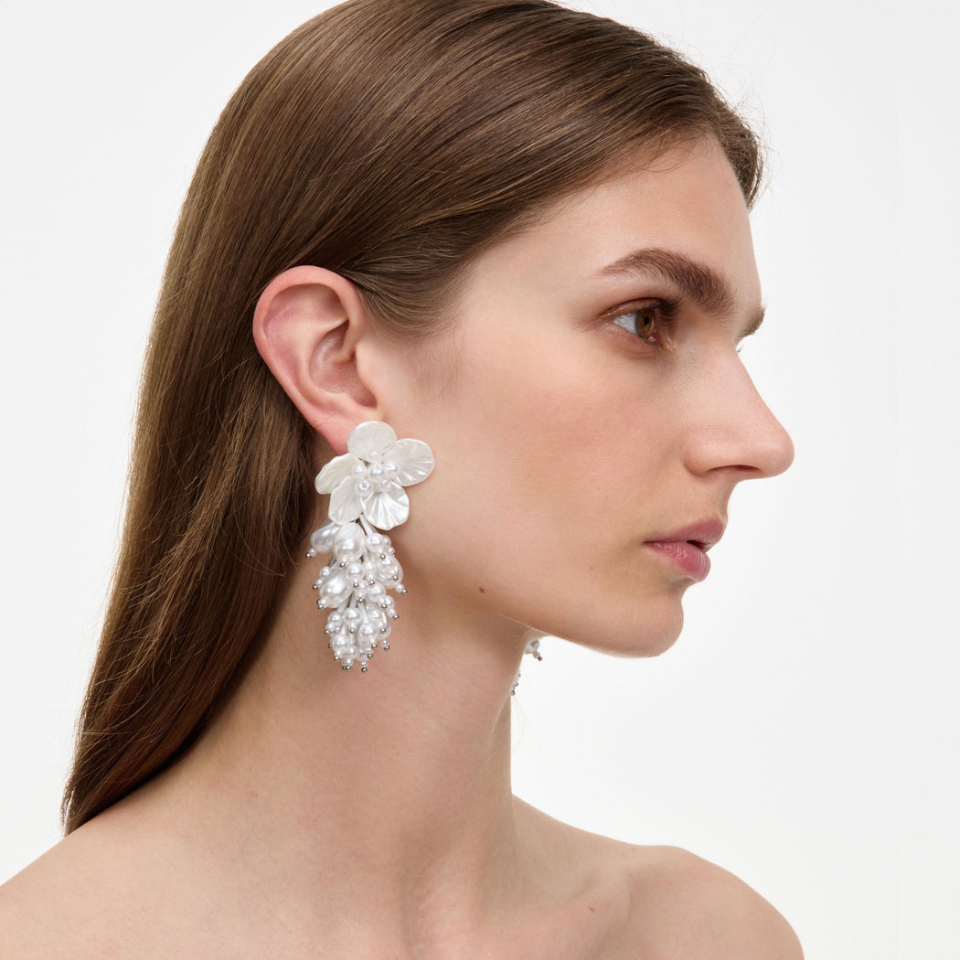 Pearl Flower Beaded Cluster Earring