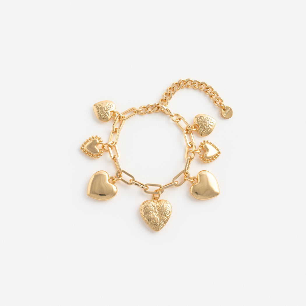 Gold Heart Charm Bracelet