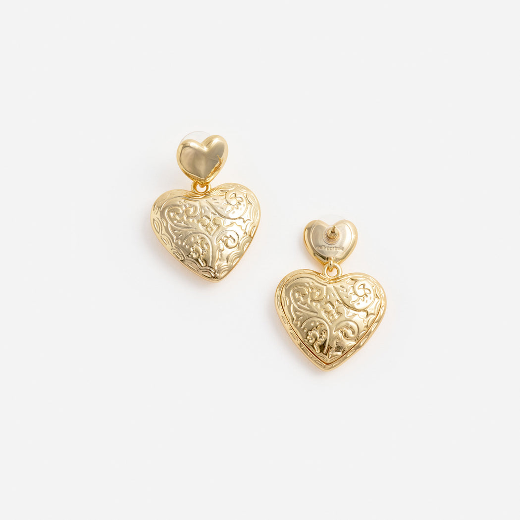 Gold Double Heart Earring