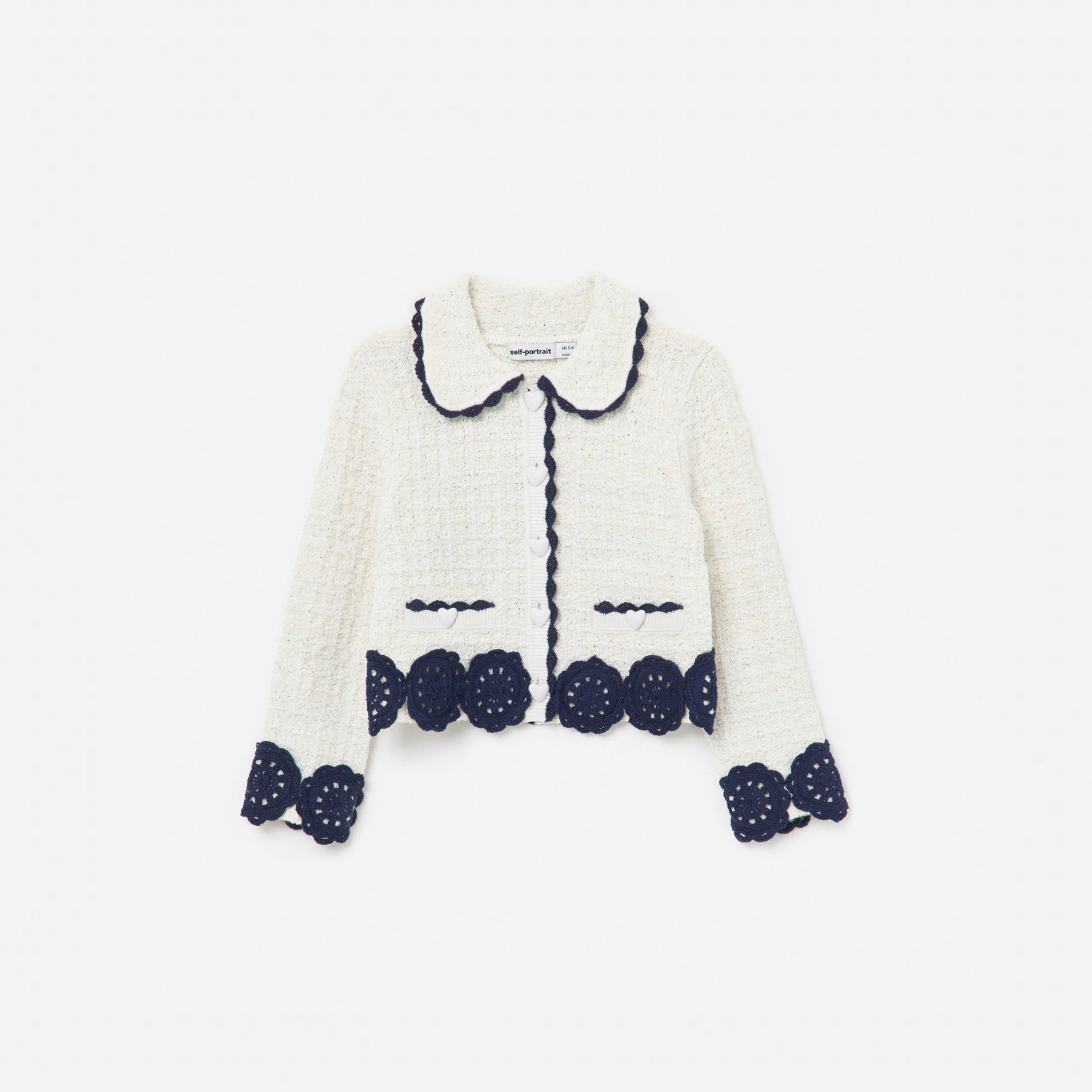Cream Knit Contrast Trim Cardigan
