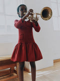 Burgundy Knit Taffeta Dress