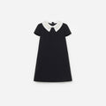Black Crepe Bow Collar Dress