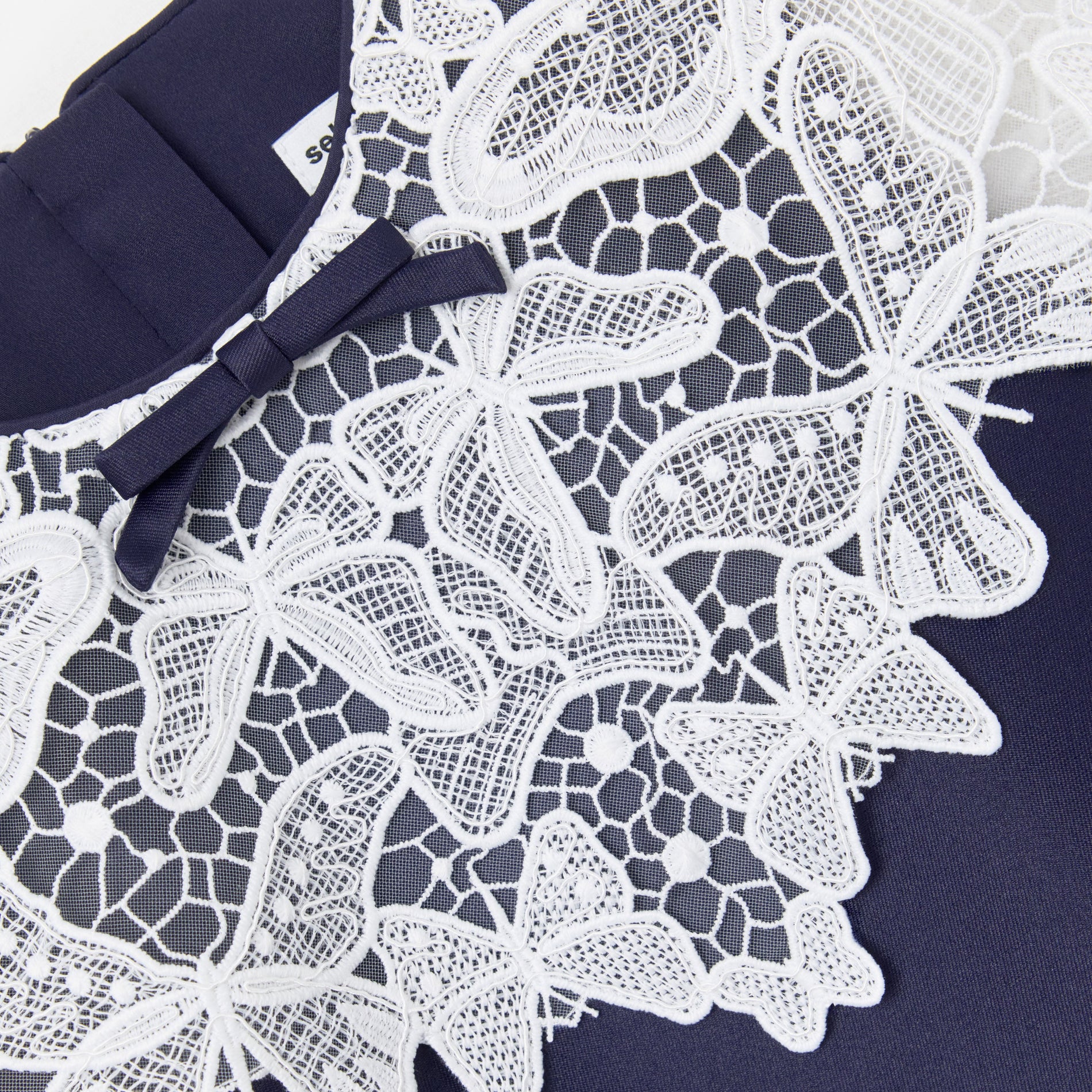 Navy Taffeta Butterfly Lace Dress