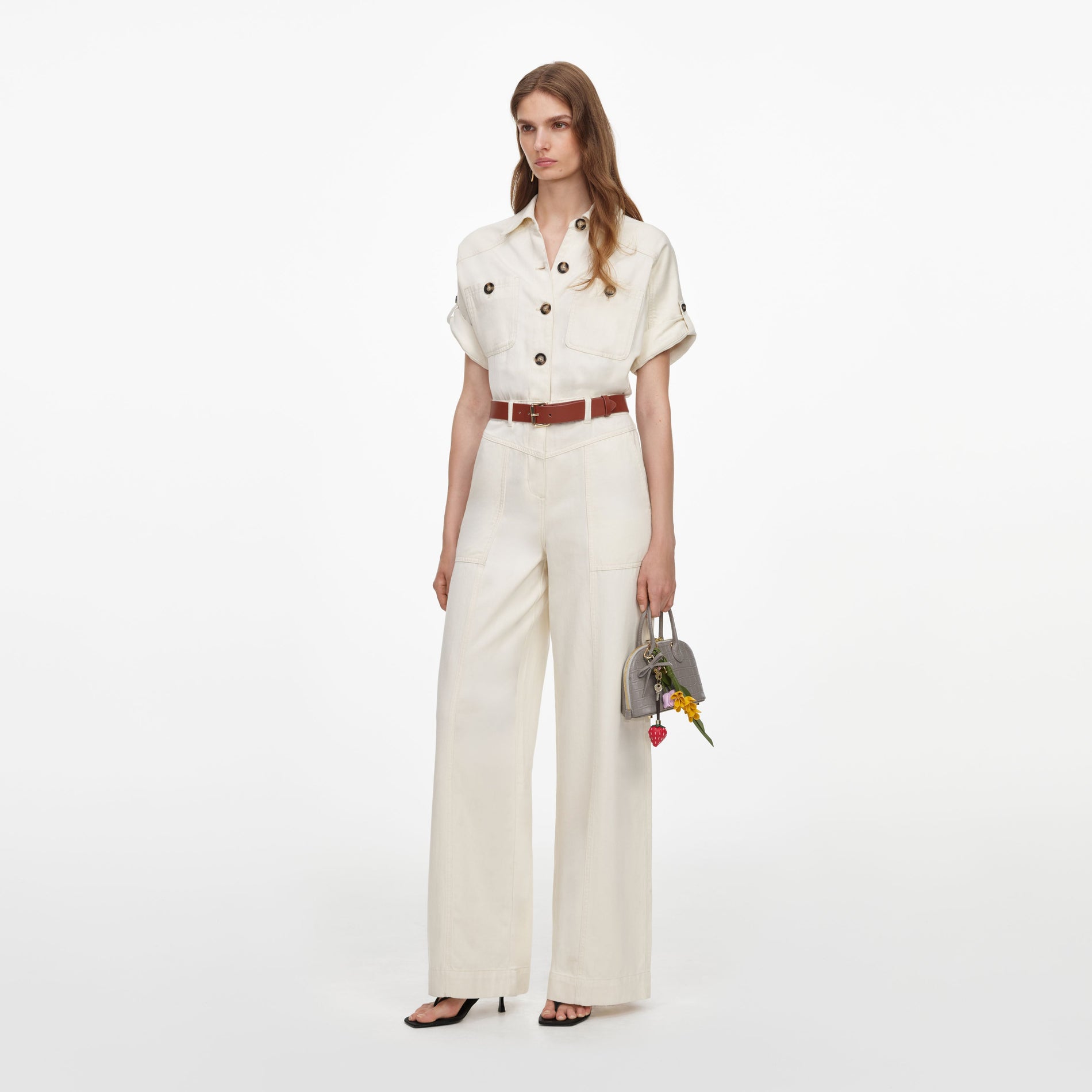 Cream Denim Jumpsuit