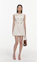 Cream Denim Double Breasted Mini Dress