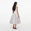 White Sleeveless Polka Dot Midi Dress