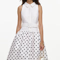 White Sleeveless Polka Dot Midi Dress