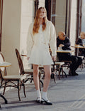 White Pointelle Knit Mini Skirt