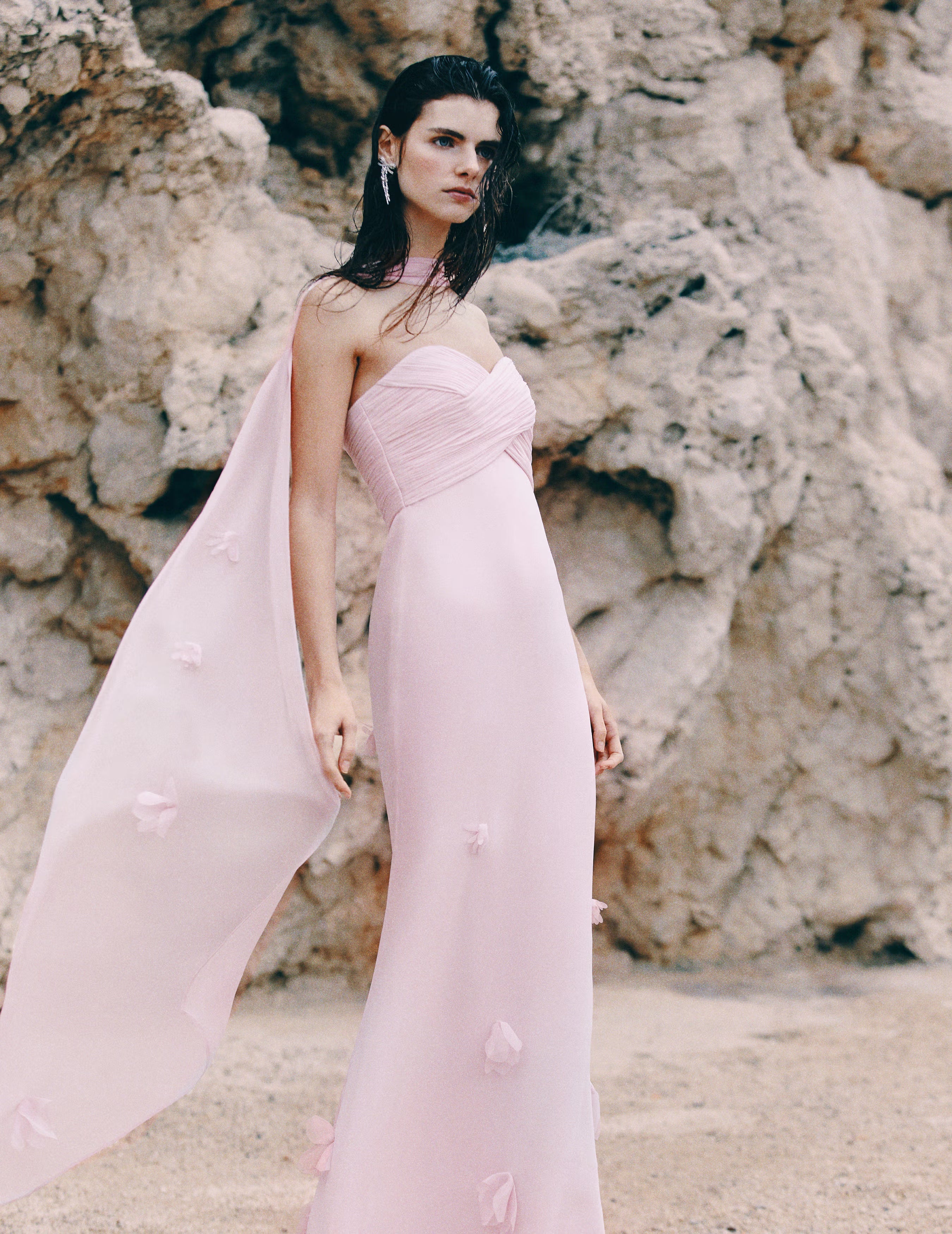 Pink Georgette Scarf Maxi Dress  self-portrait-EU