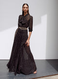 Black And Gold Tie Neck Maxi Dress