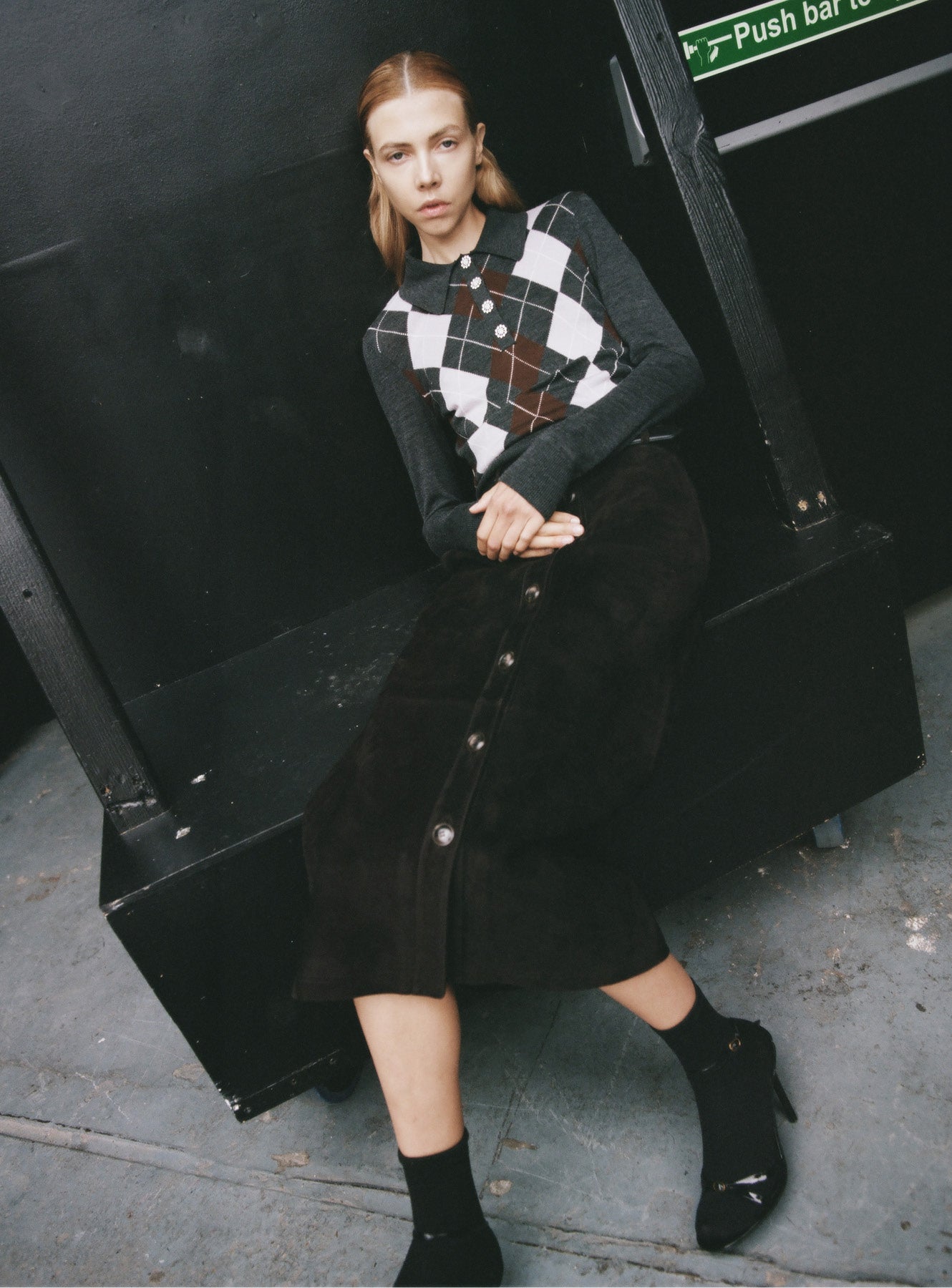 Grey Argyle Lightweight Jumper