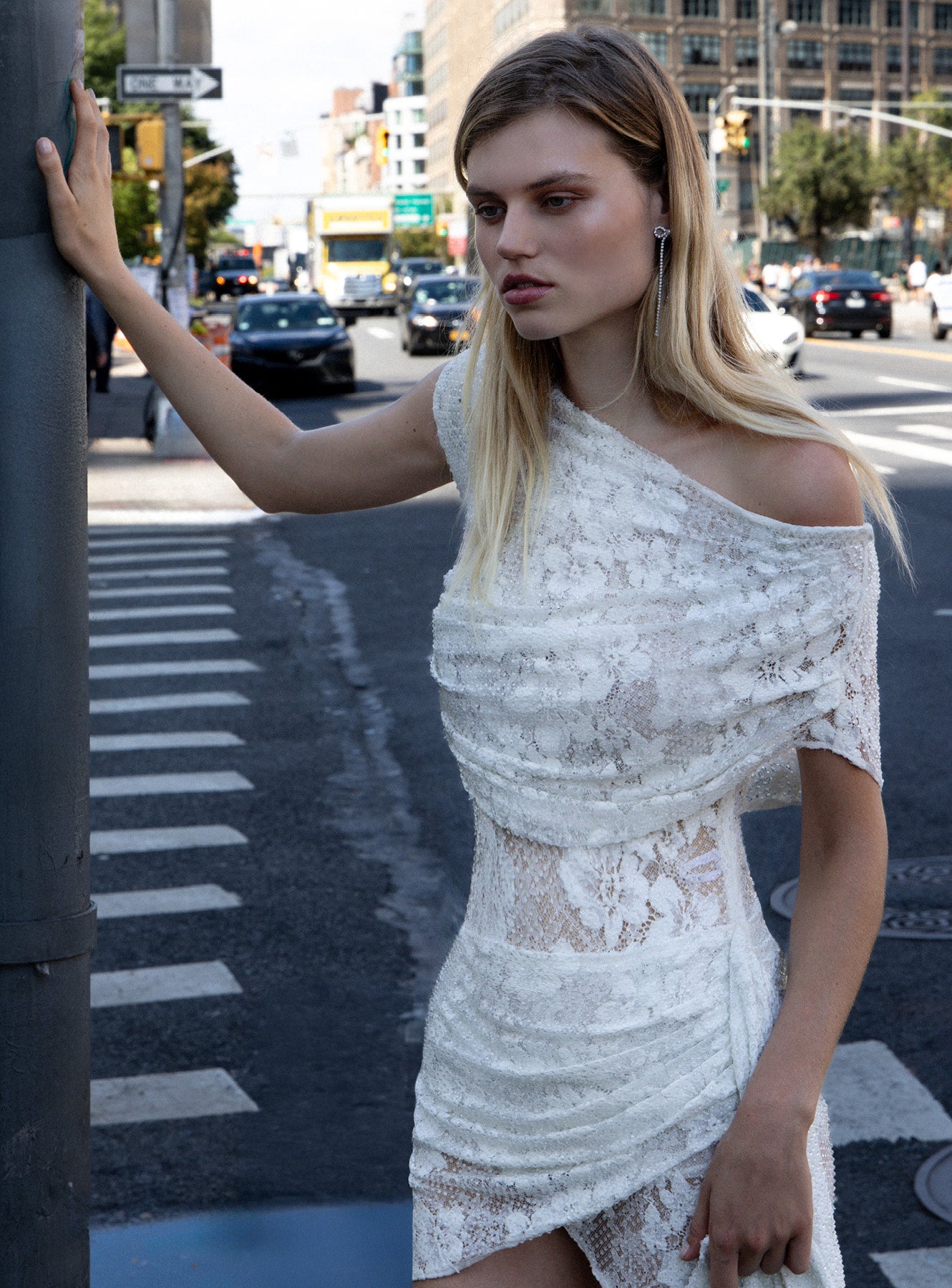 L'AUBE BLANC Pin-tuck Lace Mini Dress Pin-tuck Lace Mini Dress – L