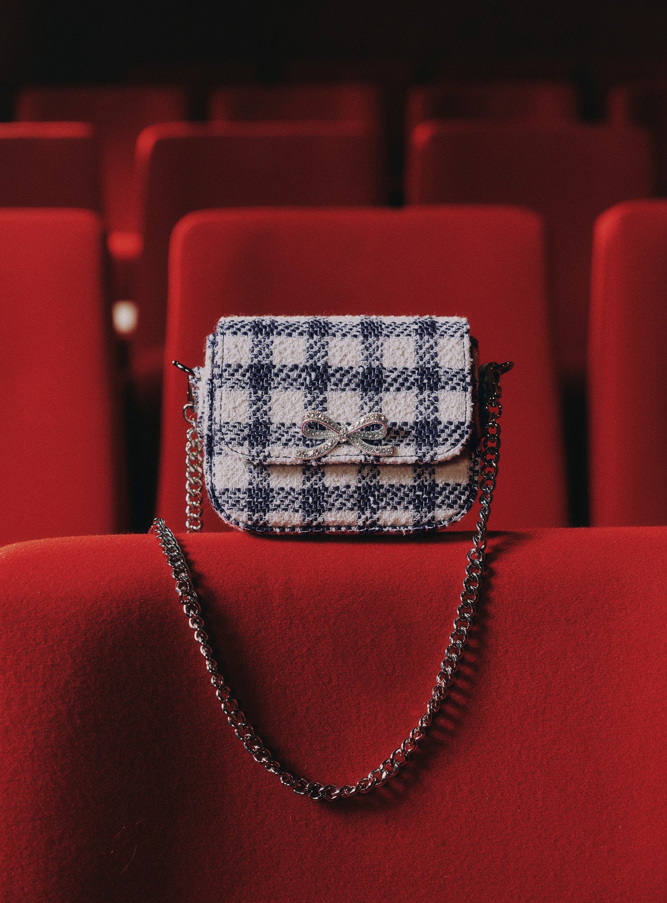 Navy Check Boucle Bag