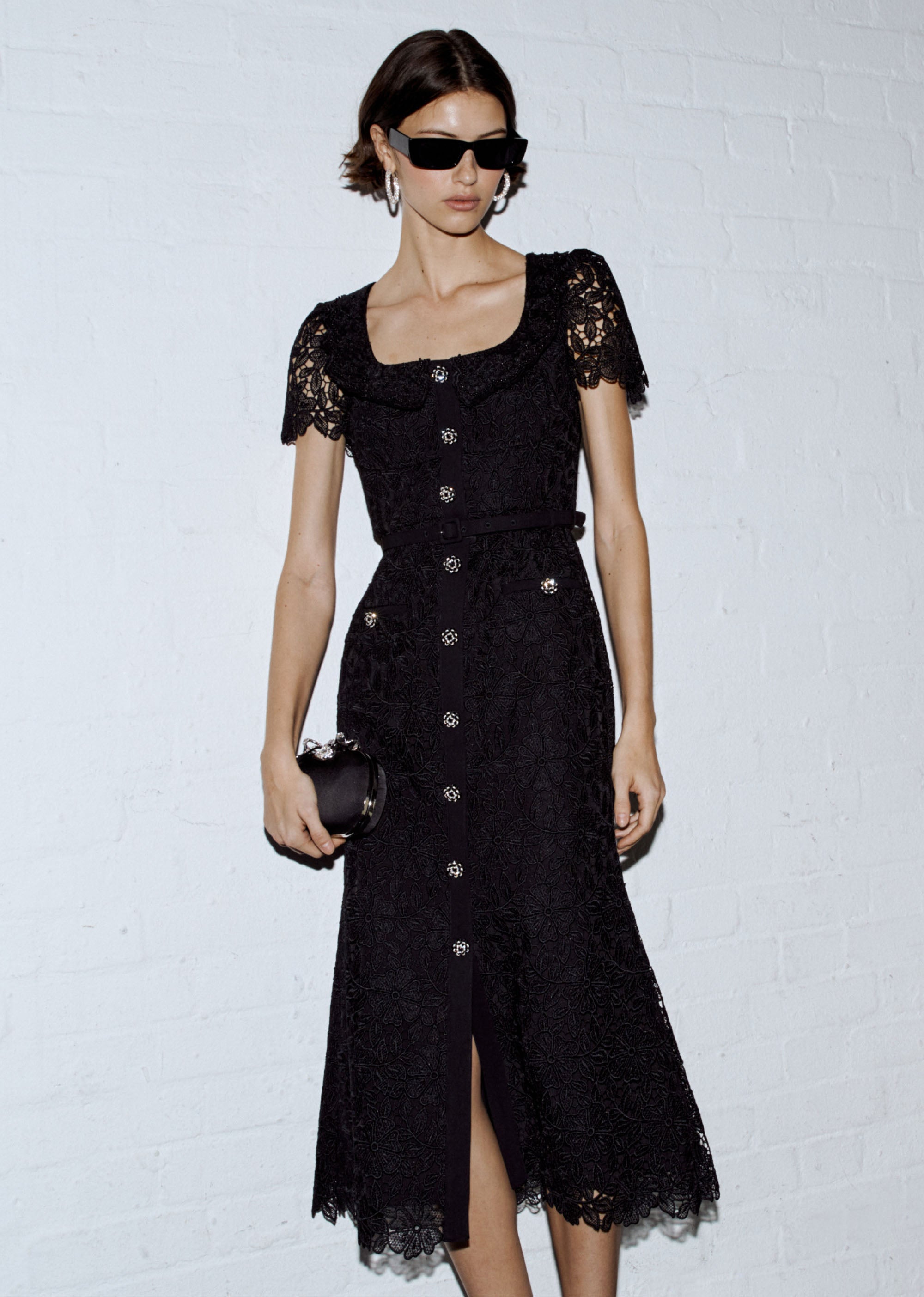 Black lace midi sales