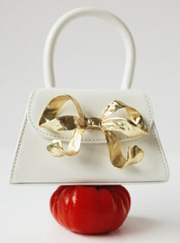 The Bow Mini in White with Gold Hardware