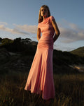 Pink Jersey Gathered Maxi Skirt