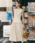 Cream Boucle Polka Dot Midi Dress