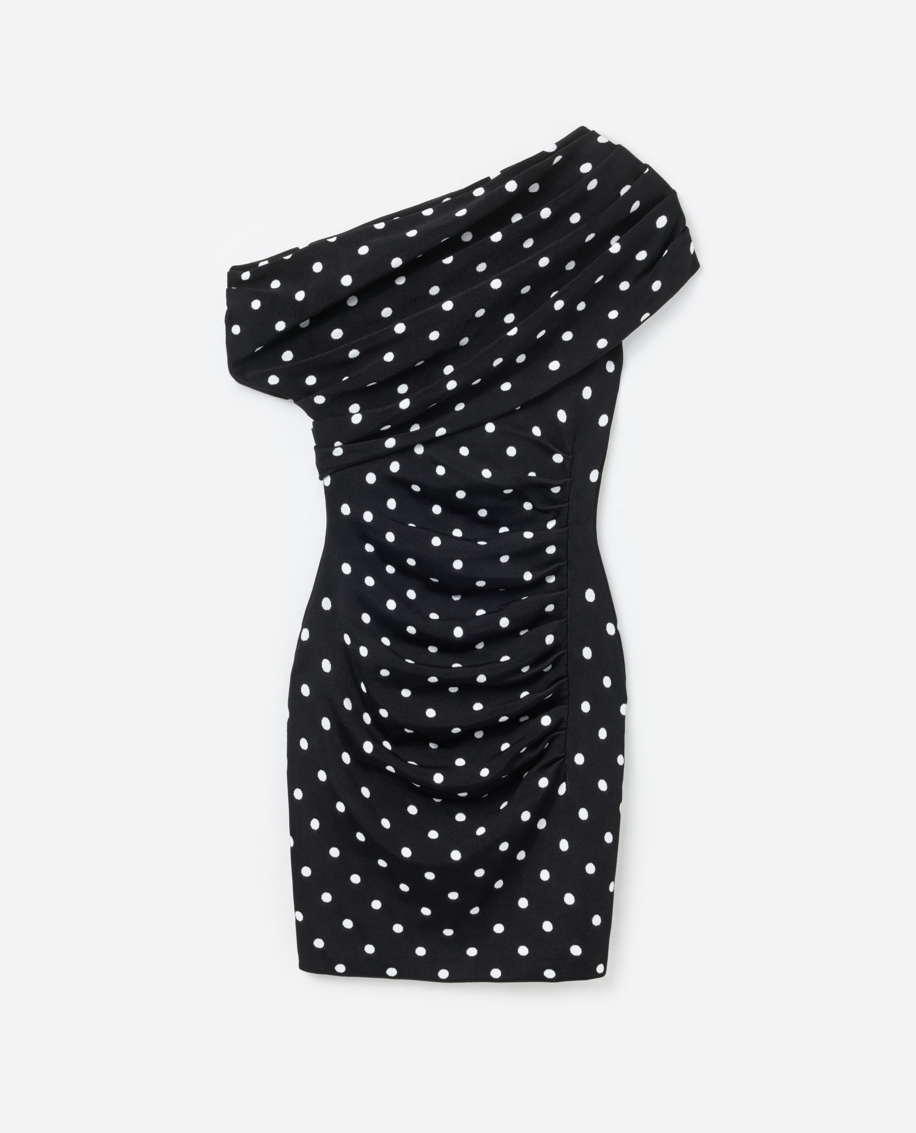 Polka Dot Draped Knit Mini Dress – self-portrait-EU