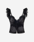 Black Satin Lace Top