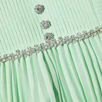 Green Tiered Diamante Chiffon Midi Dress