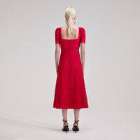 Red Lace Classic Midi Dress