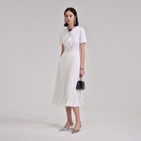 White Lace Bib Midi Dress