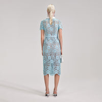 Blue Cord Lace Midi Dress