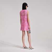 Pink Cord Lace Collar Mini Dress