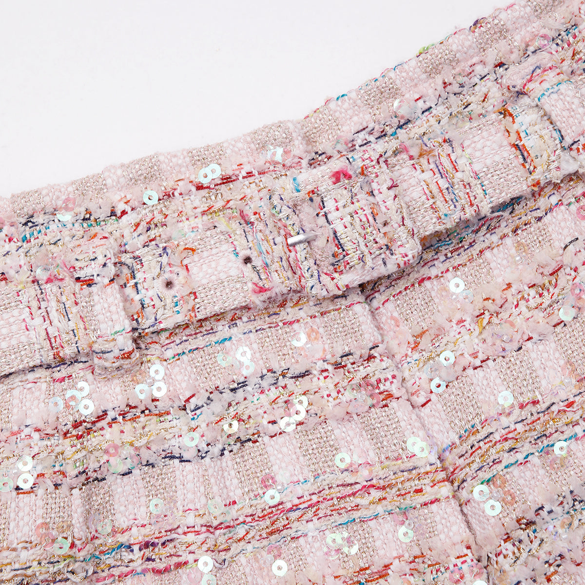 Pink Sequin Boucle Shorts