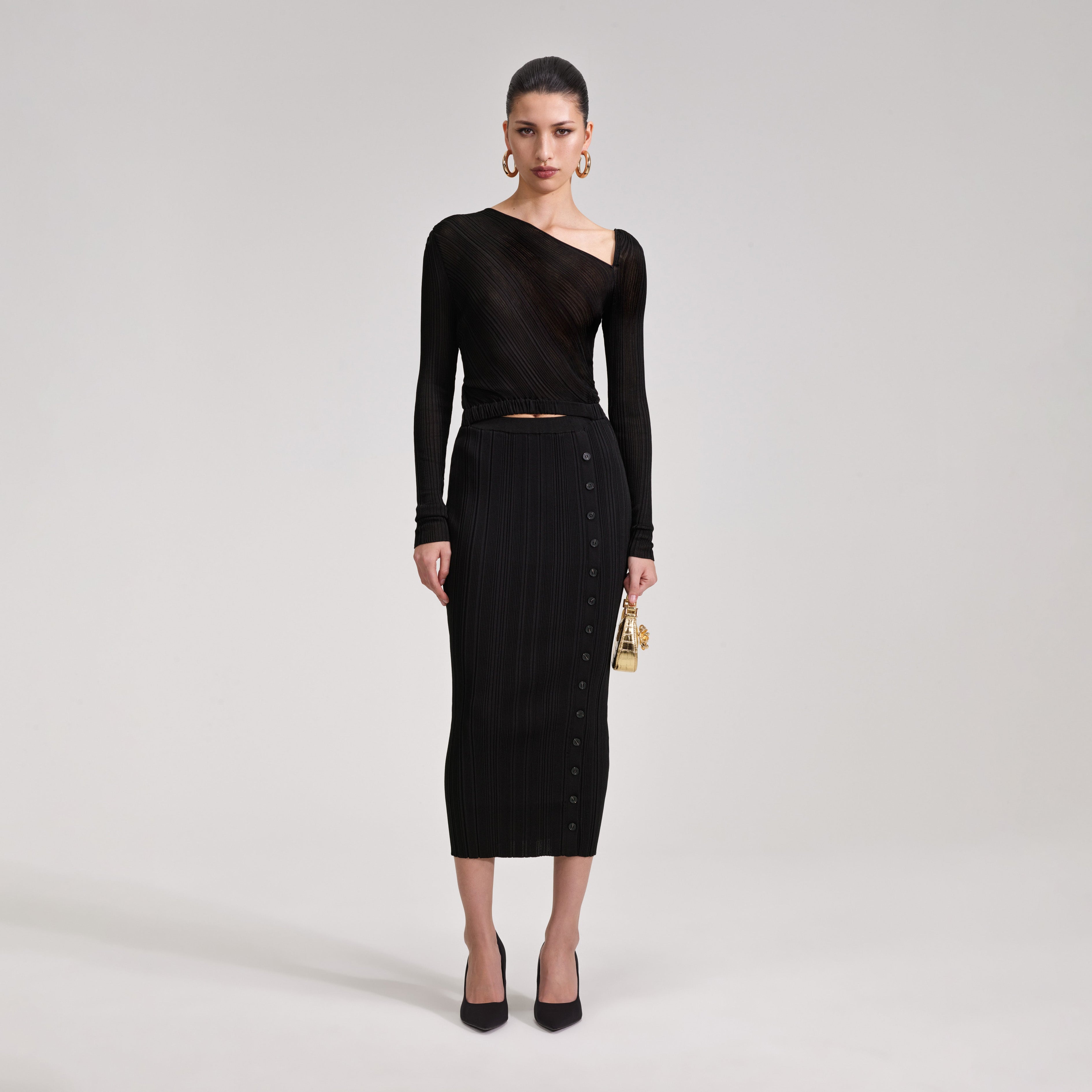 Black Knit Midi Dress