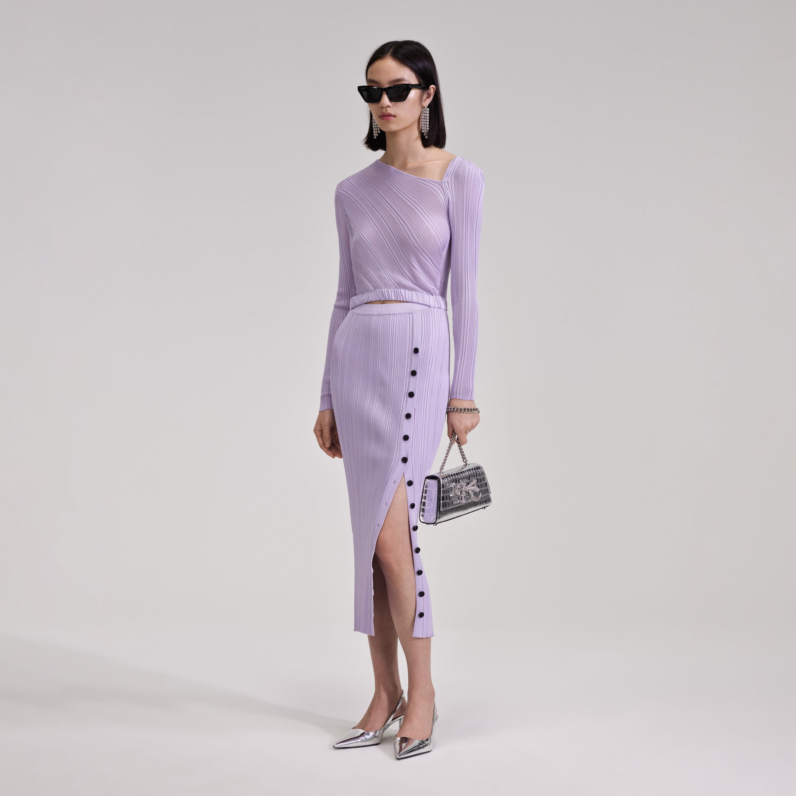 Lilac Knit Midi Dress