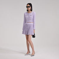 Lilac Sequin Pleated Knit Skirt