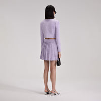 Lilac Sequin Pleated Knit Skirt