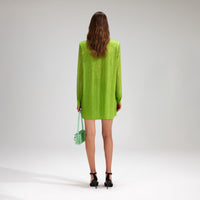 Green Rhinestone Mesh Shirt