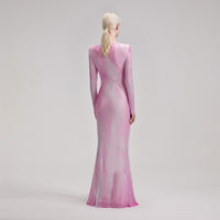 Pink Contour Flared Hem Maxi Dress