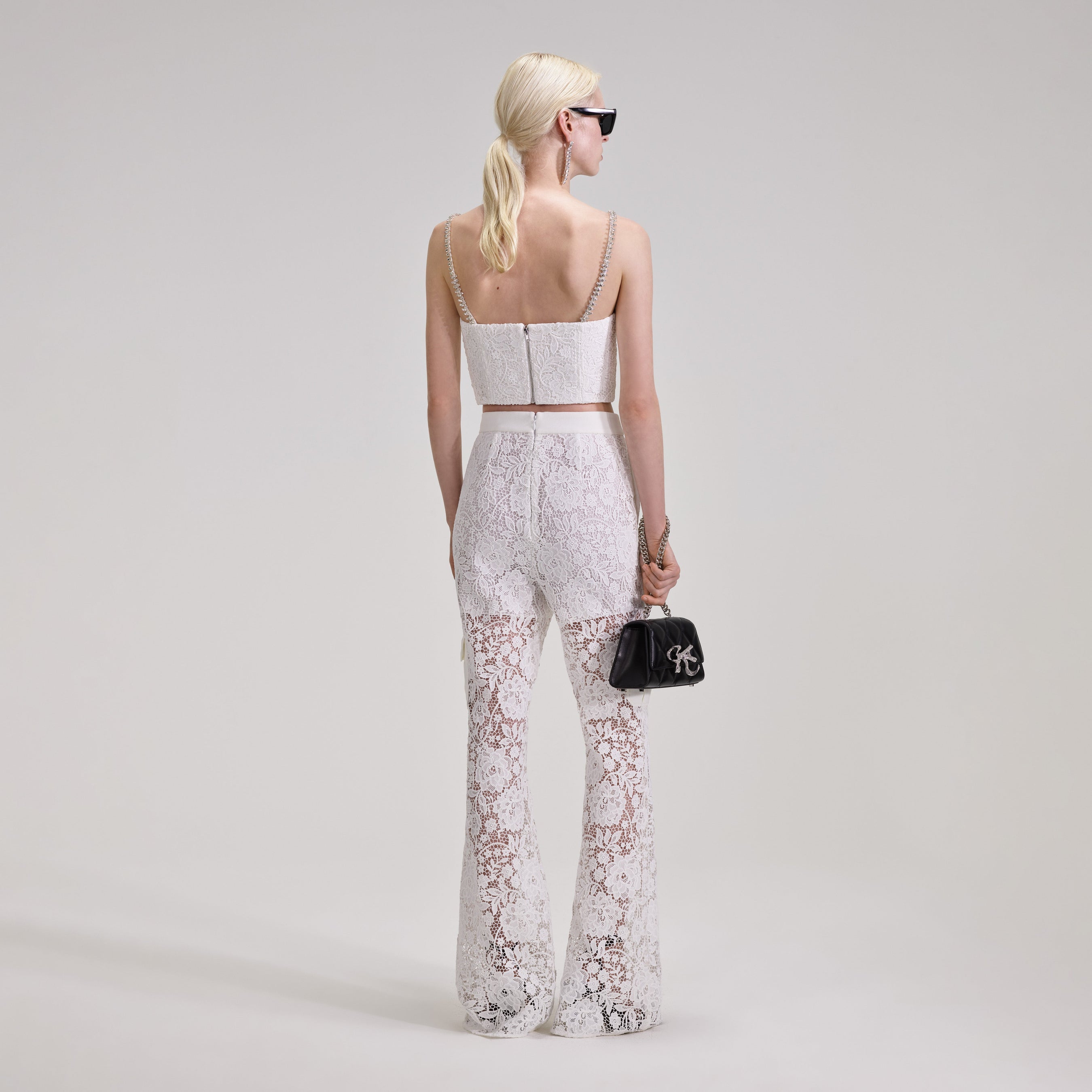 White Cord Lace Trousers