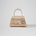 Gold Rhinestone Embellished Mini Bow Bag