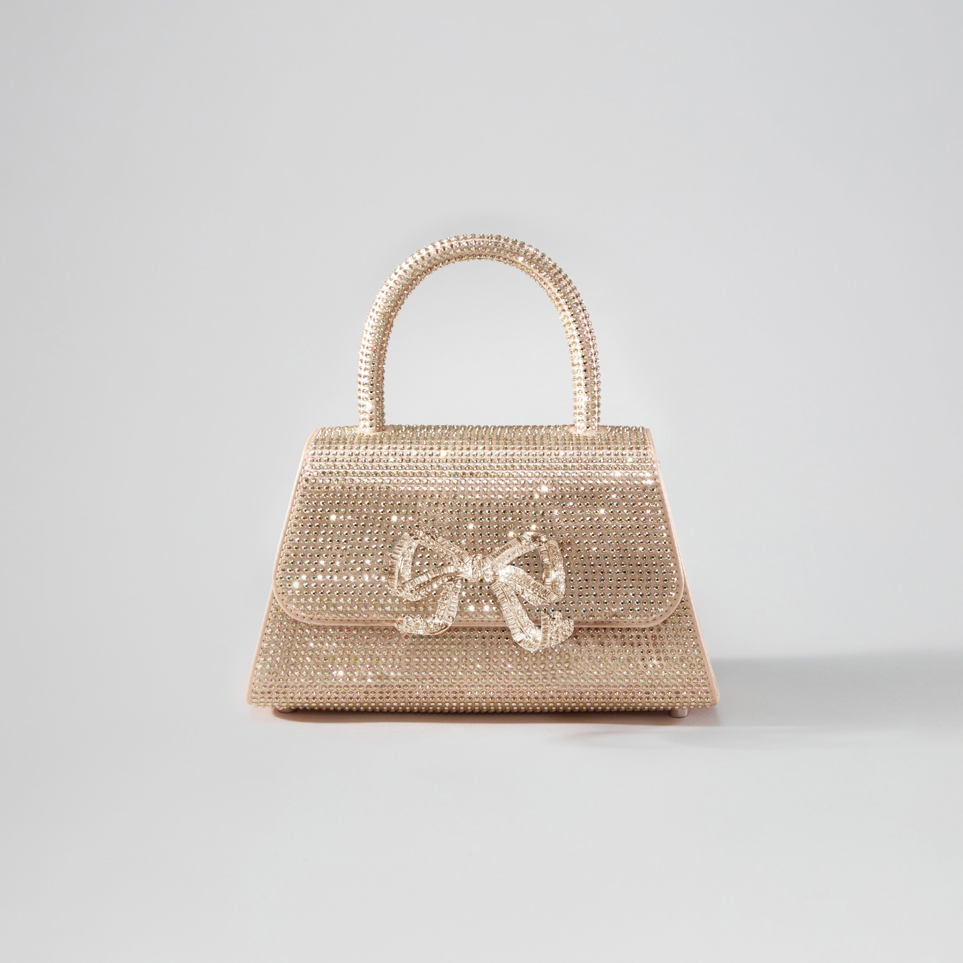 Gold Rhinestone Embellished Mini Bow Bag