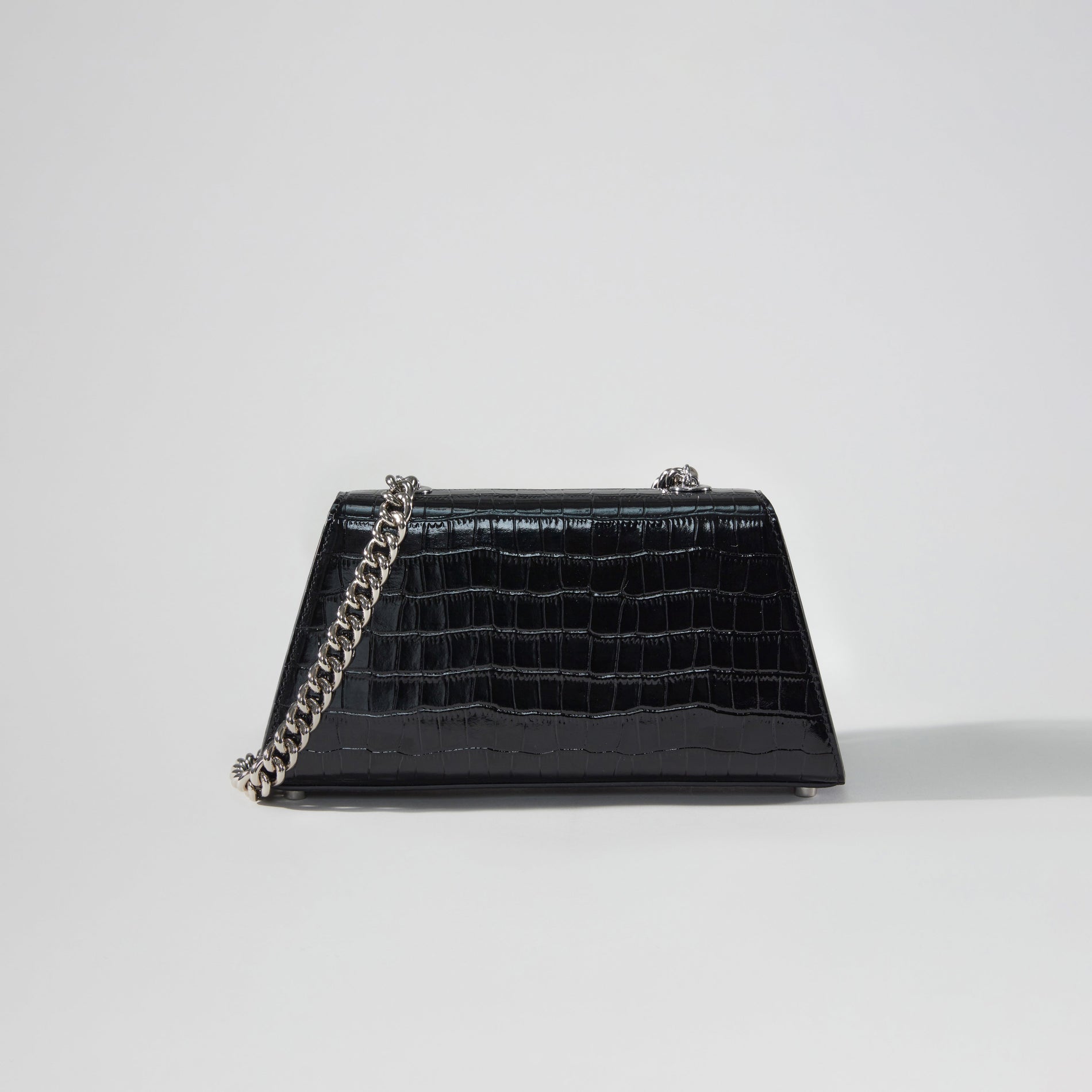 Black Croc Bow Mini Shoulder Bag