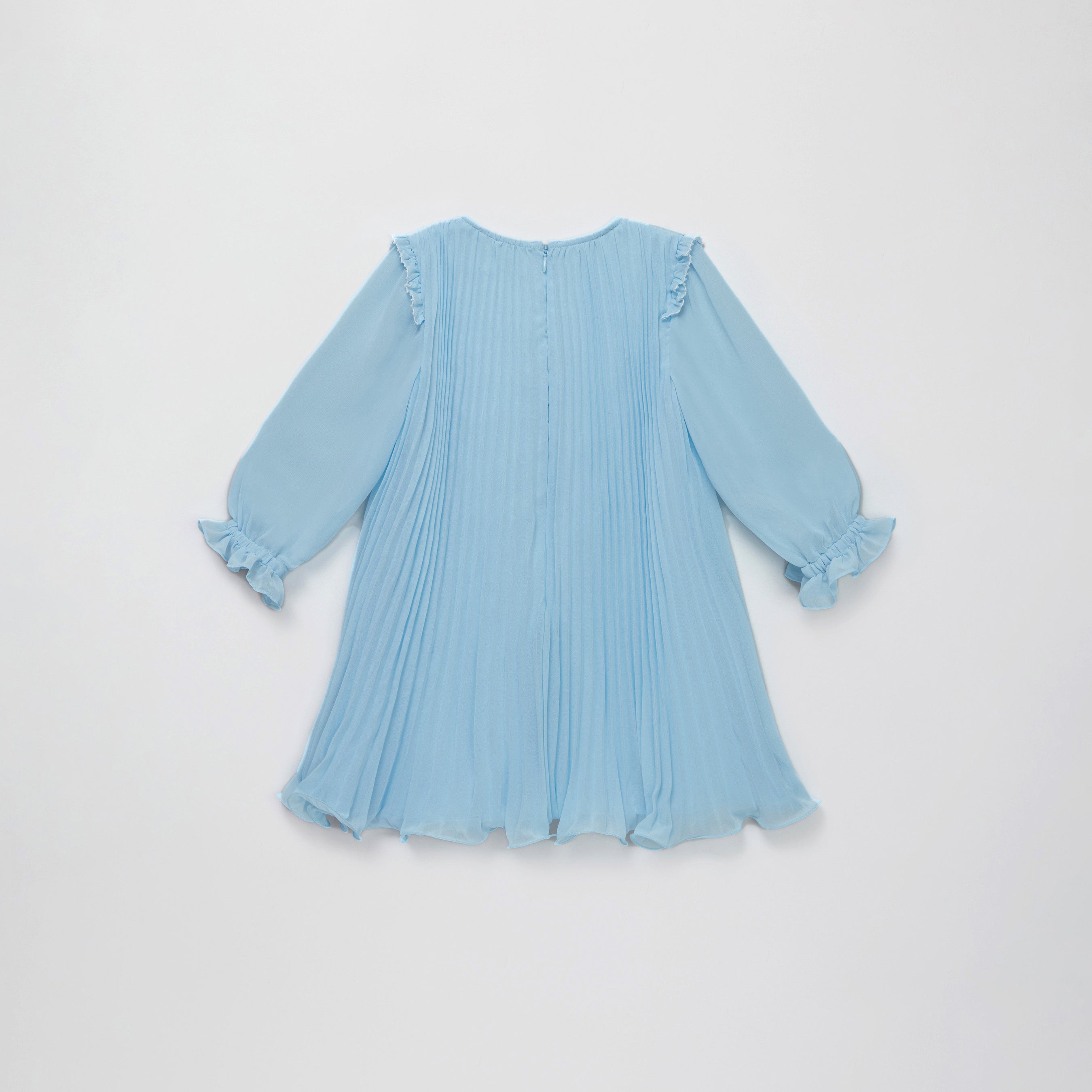Blue Chiffon Pleated Dress