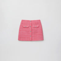 Pink Textured Woven Mini Skirt