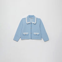 Blue Knit Collar Cardigan