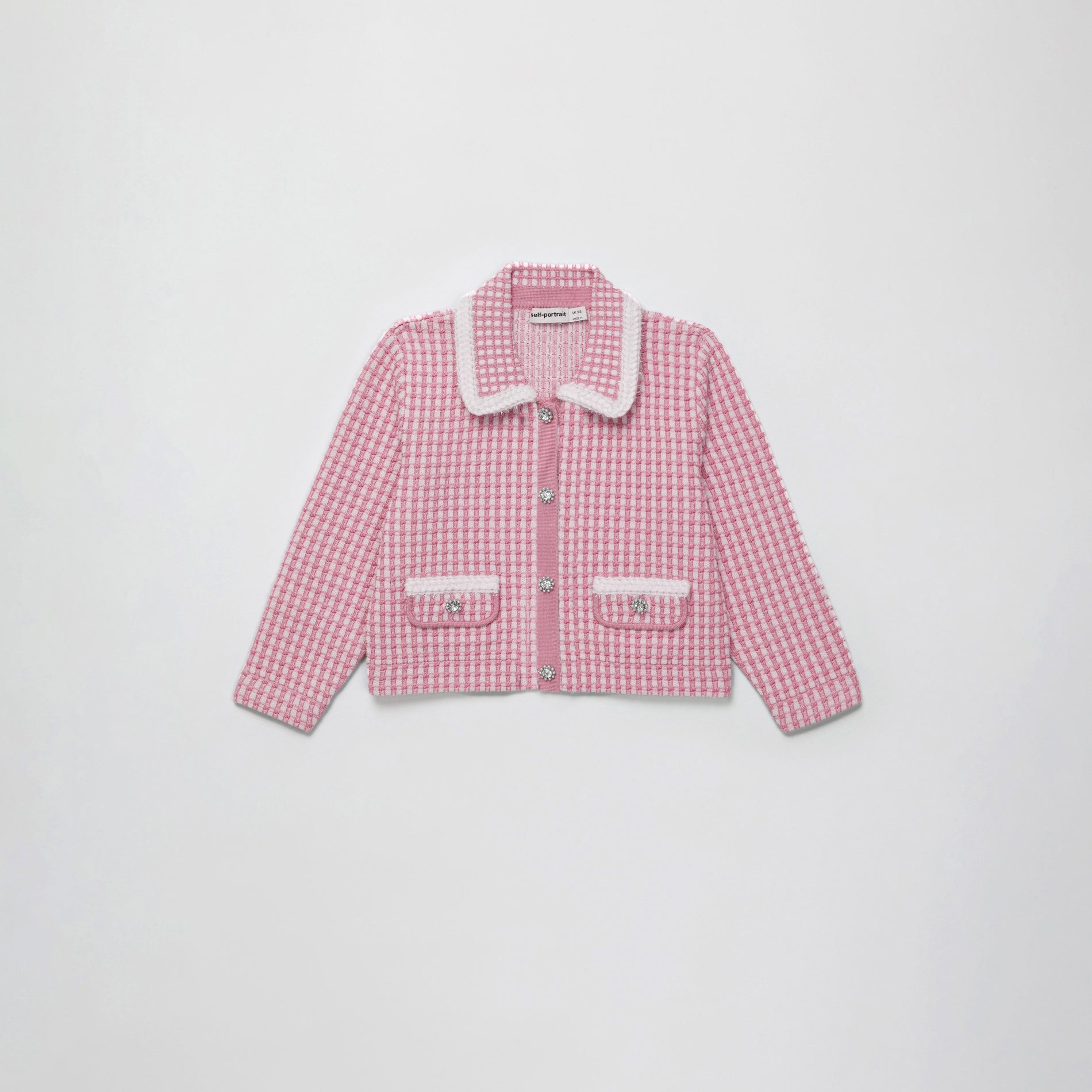 Pink Knit Collar Cardigan