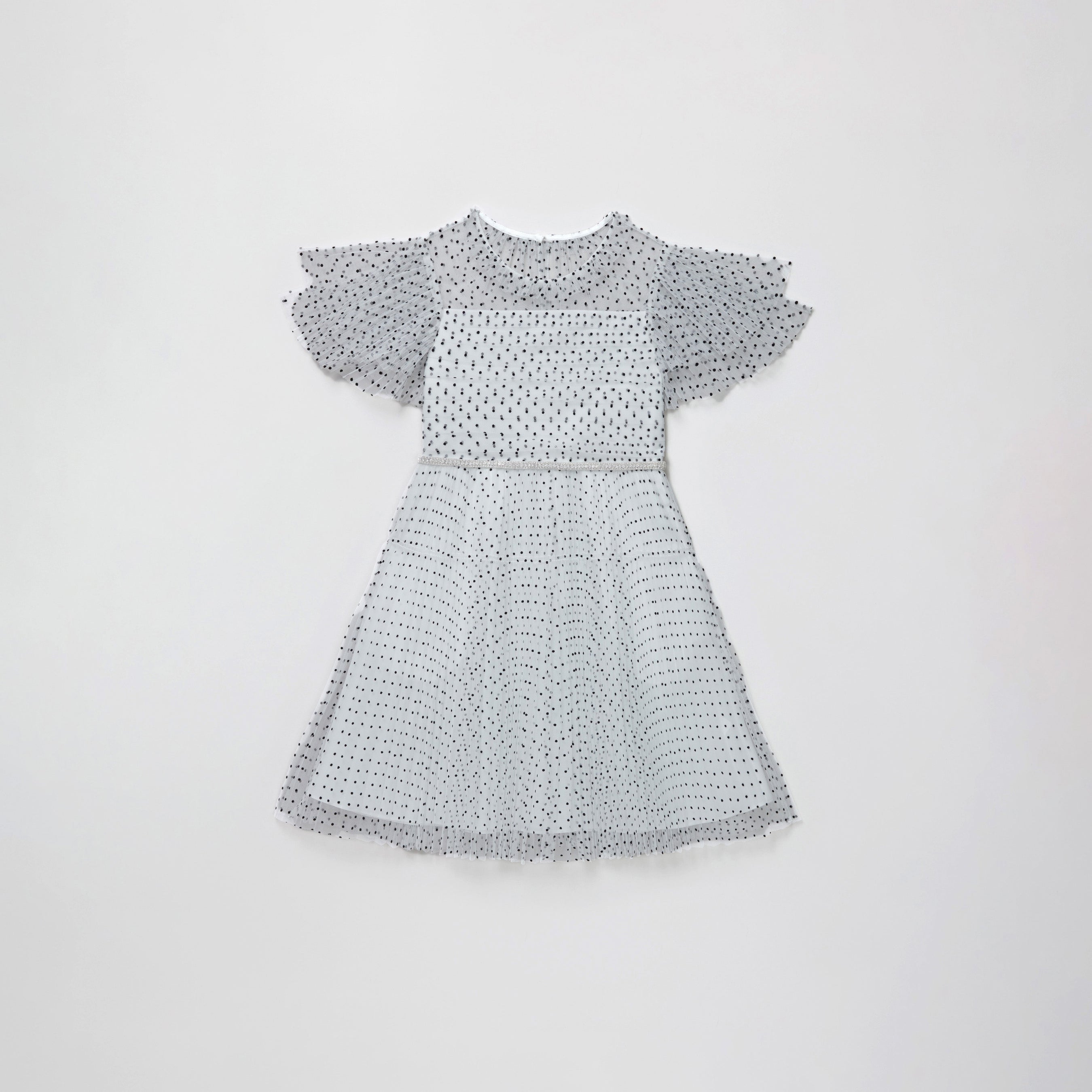 Dot Mesh Tiered Dress