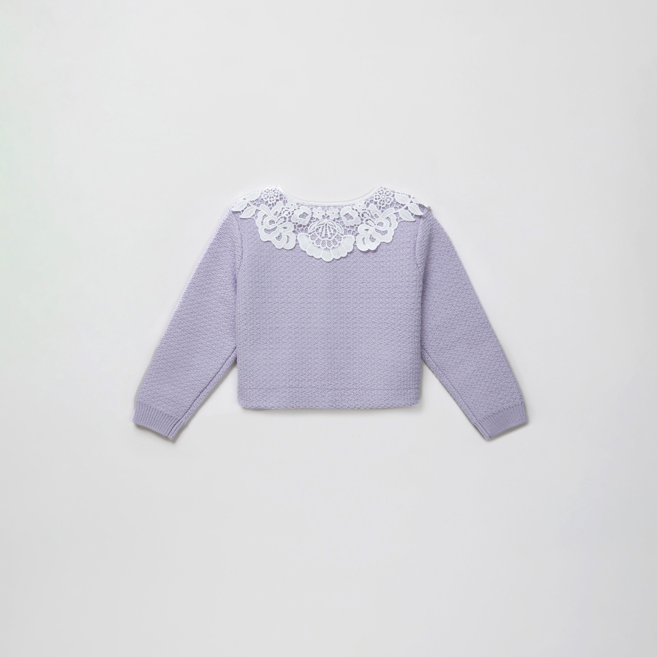 Lilac Knit Lace Collar Cardigan