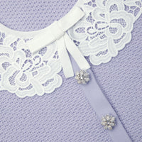 Lilac Knit Lace Collar Cardigan
