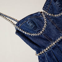 Diamante Detail Denim Mini Dress