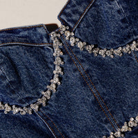 Diamante Detail Denim Mini Dress