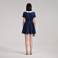 Lace Collar Denim Mini Dress