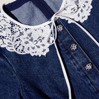 Lace Collar Denim Mini Dress